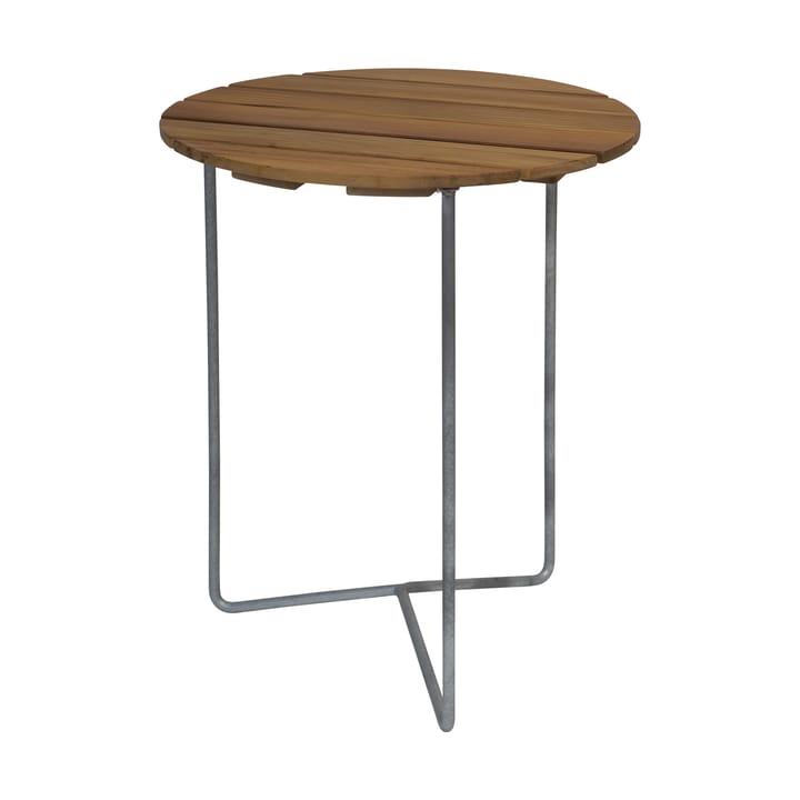 Table 6B table Ø60 cm - Untreated teak - galvanized legs - Grythyttan Stålmöbler