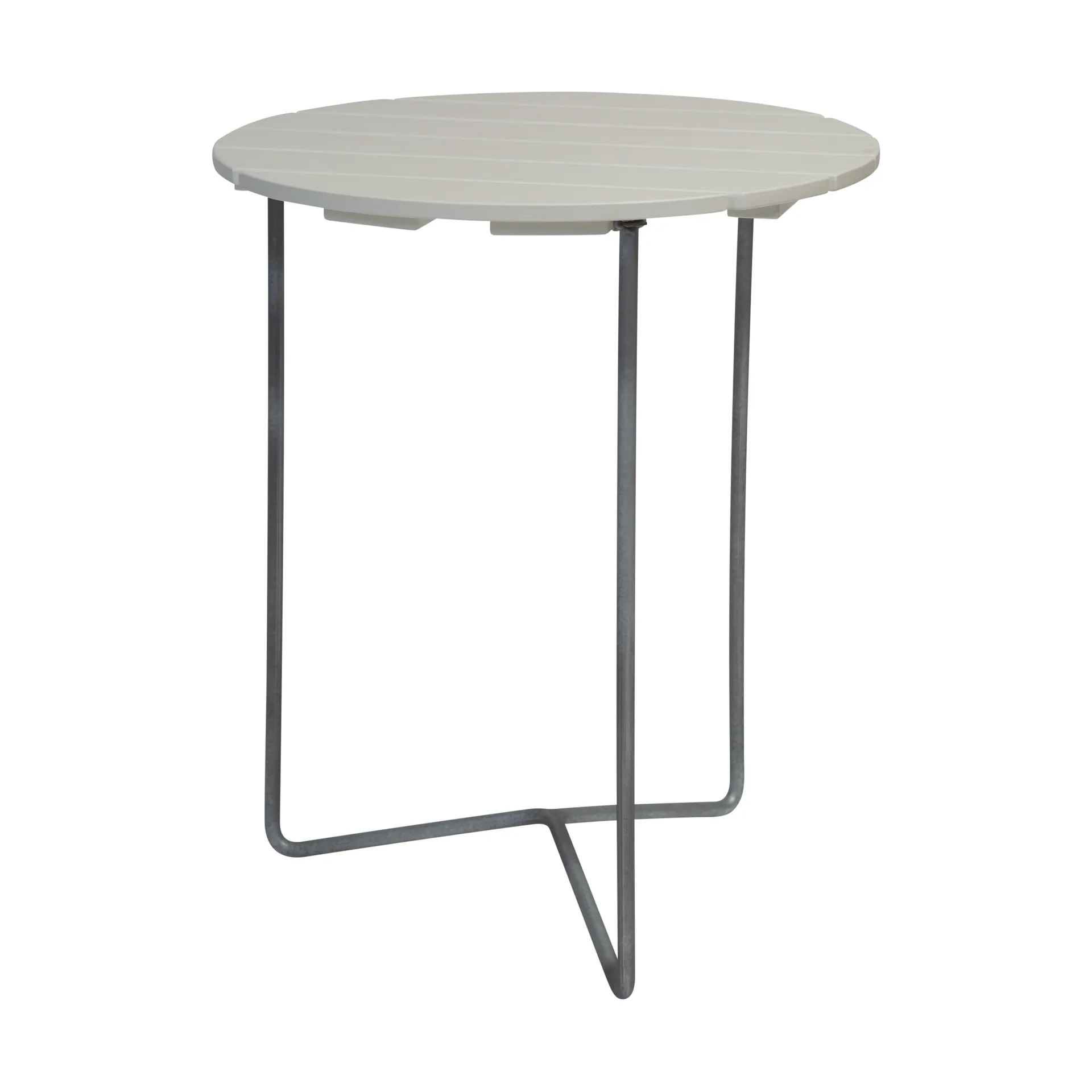 Table 6B table Ø60 cm, White lacquered oak-galvanized legs Grythyttan Stålmöbler