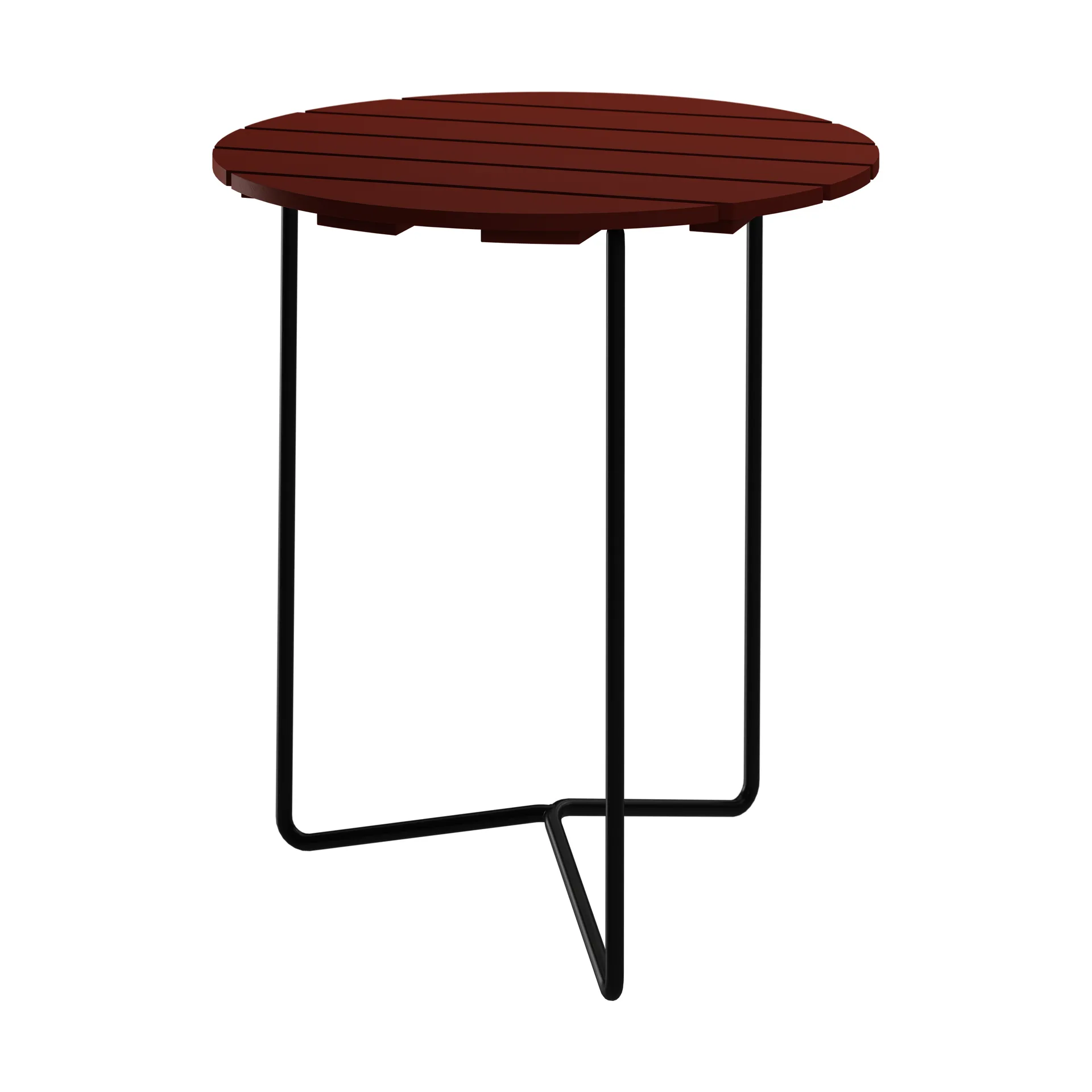 Table 6B table, Dark red lacquered oak-black frame, Ø60 cm Grythyttan Stålmöbler