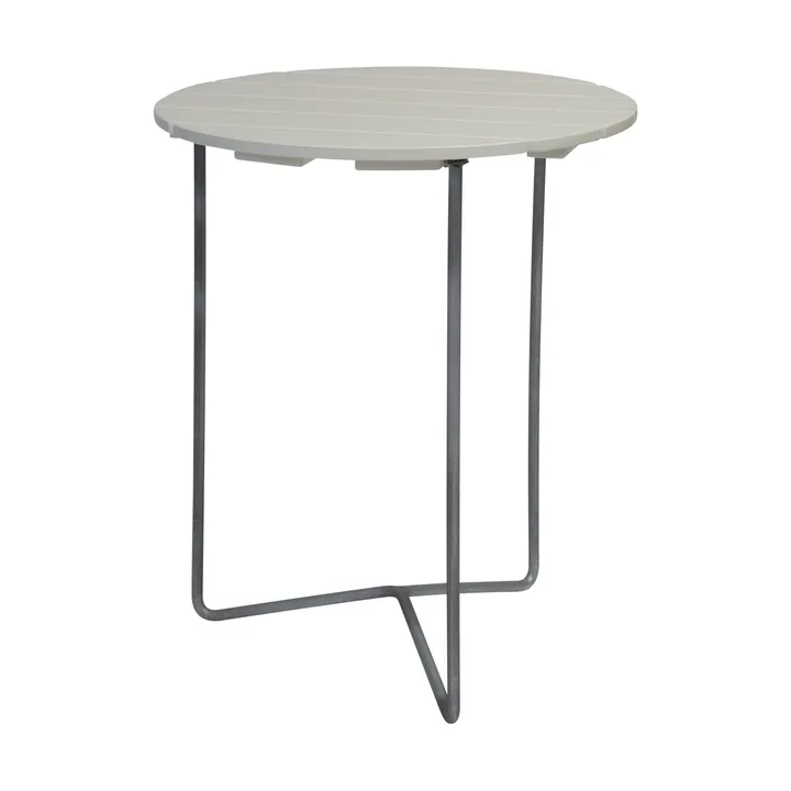 Table 6B table - White lacquered oak-galvanized legs, Ø60 cm - Grythyttan Stålmöbler
