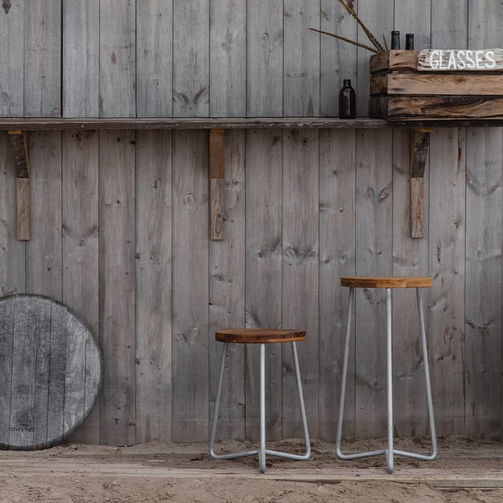 V-1 stool, Teak-63-hot-dip galvanized steel stand Grythyttan Stålmöbler