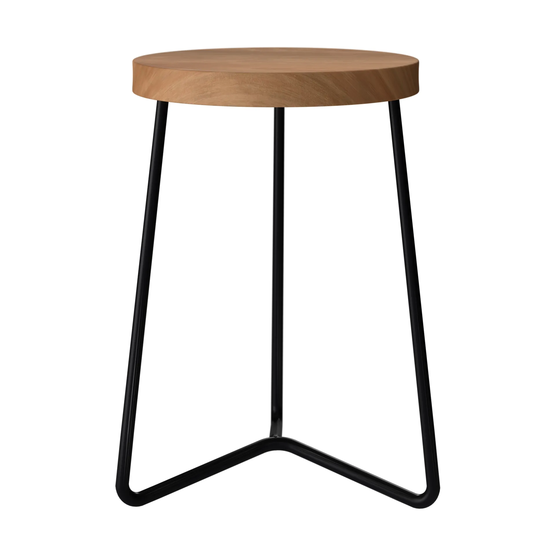 V-1 stool, Teak-black steel frame, 45 cm Grythyttan Stålmöbler