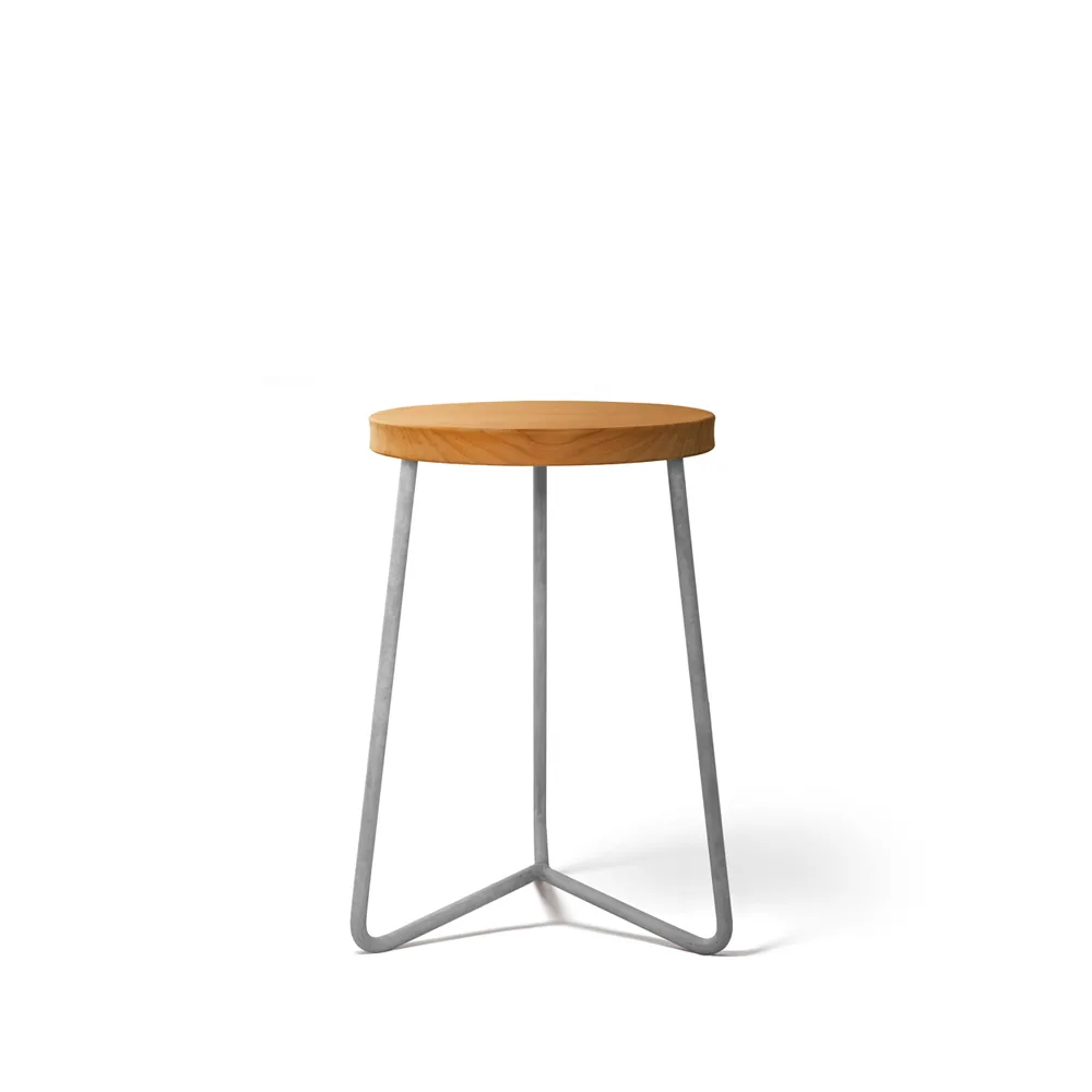V-1 stool, Teak-hot-dip galvanized steel stand, 45 cm Grythyttan Stålmöbler