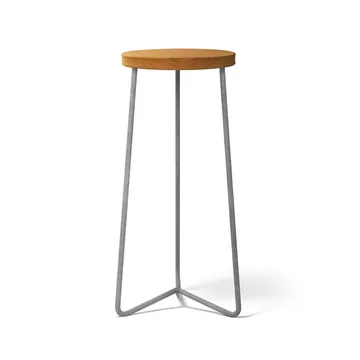 V-1 stool - Teak-hot-dip galvanized steel stand, 63 cm - Grythyttan Stålmöbler