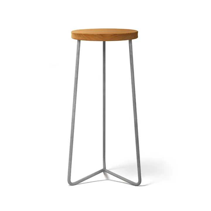 V-1 stool - Teak-hot-dip galvanized steel stand, 63 cm - Grythyttan Stålmöbler