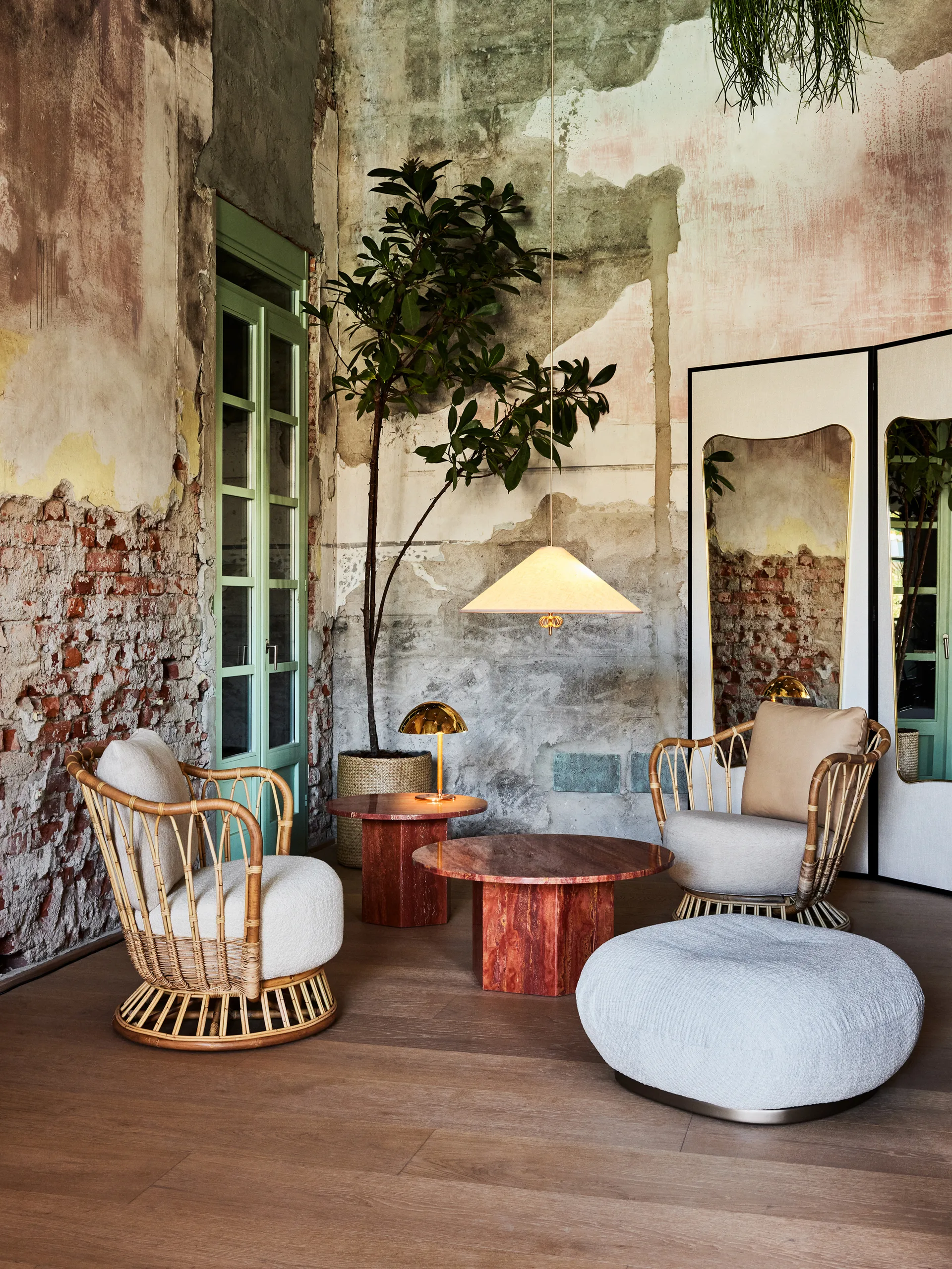 1967 ceiling lamp, Canvas-brass GUBI