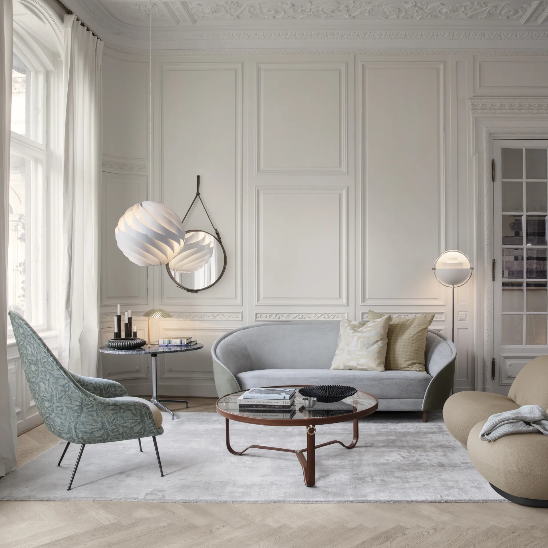 Adnet coffee table Ø100 cm, Tan GUBI