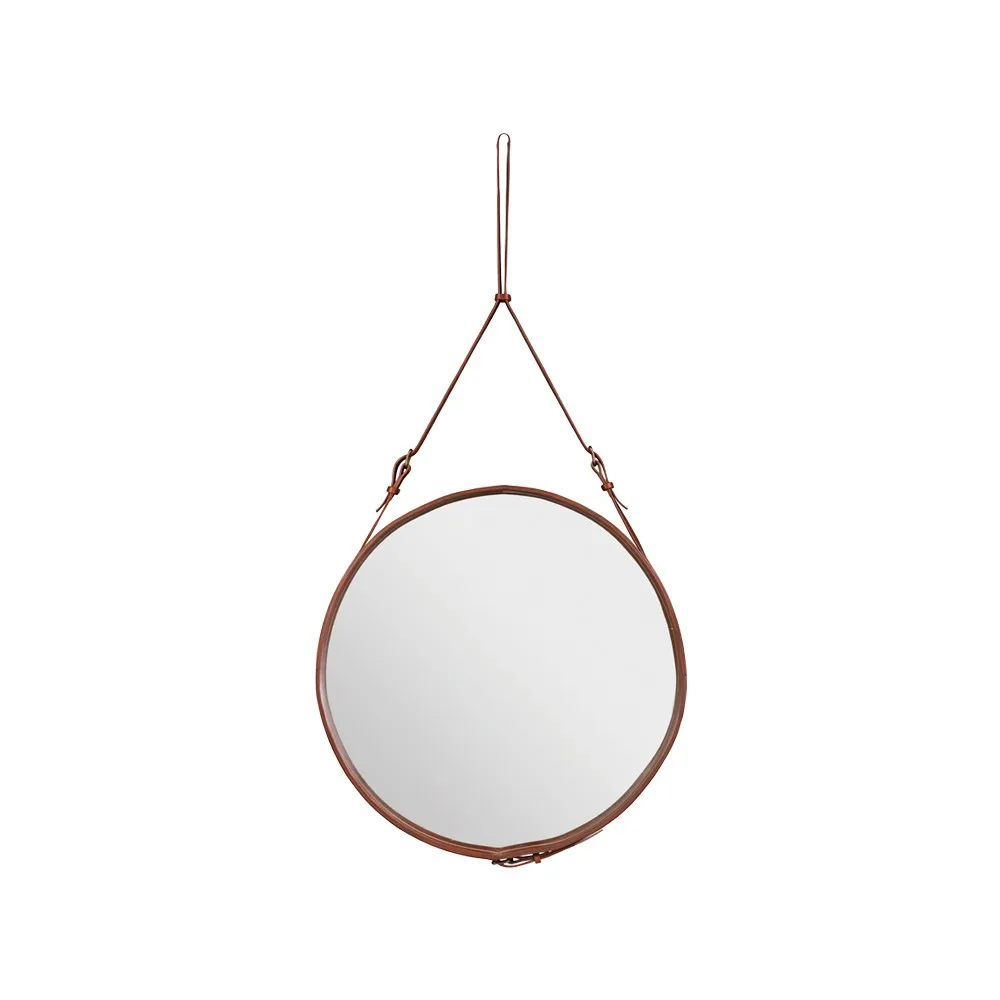 Adnet Round Mirror, Brown, large GUBI