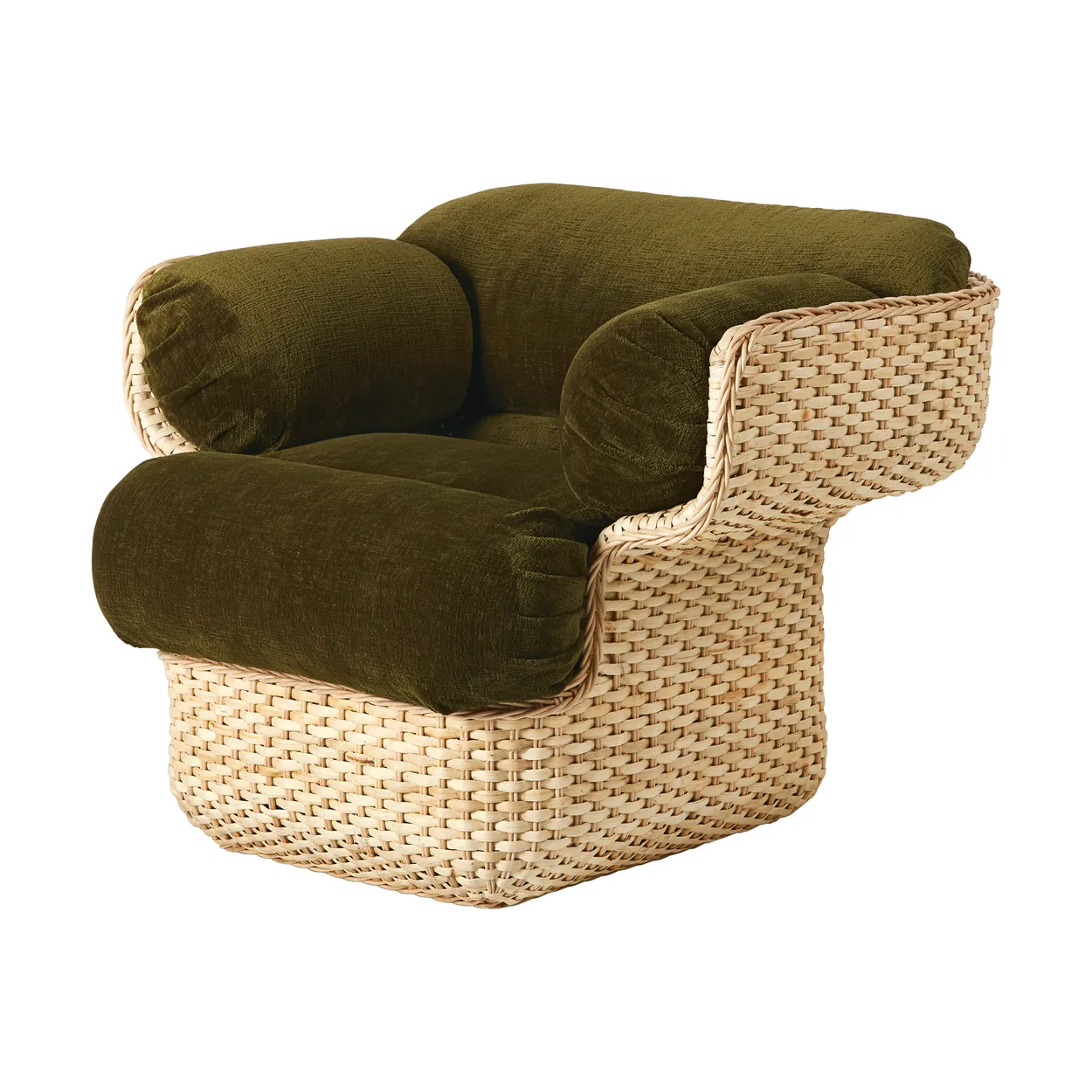 GUBI Basket lounge chair fully upholstered Mumble Glamour Group 40-rattan