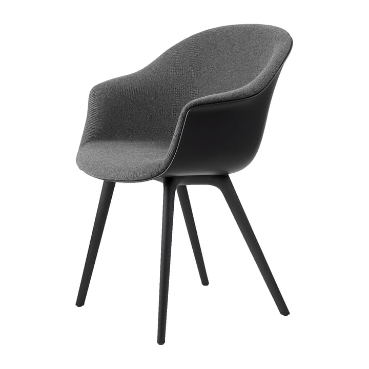 Bat Dining Chair - upholstered front, plastic base - Hallingdal 65 nr.173-black - Gubi