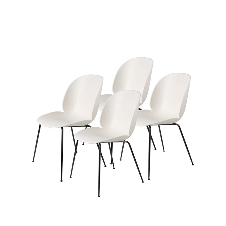 Beetle 4-pack Chair - Alabaster white, black steel legs - GUBI