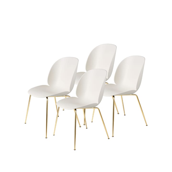 Beetle 4-pack Chair - Alabaster white-brass legs - GUBI