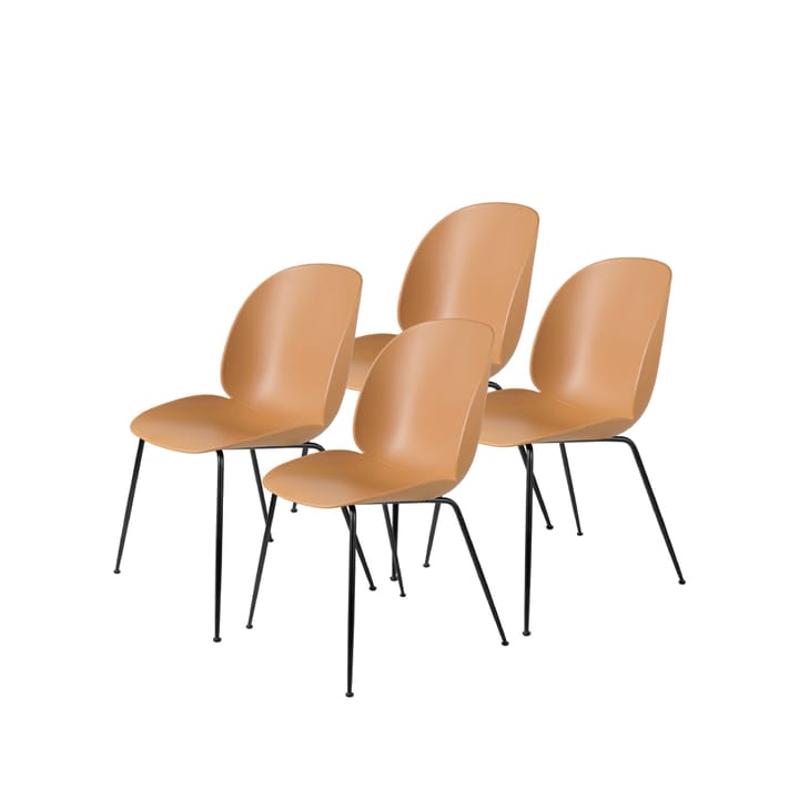 Beetle 4-pack Chair - Amber brown, black steel legs - GUBI