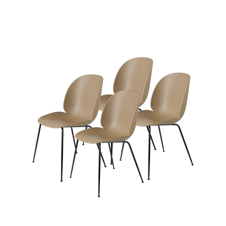 Beetle 4-pack Chair - Pebble brown, black steel legs - GUBI