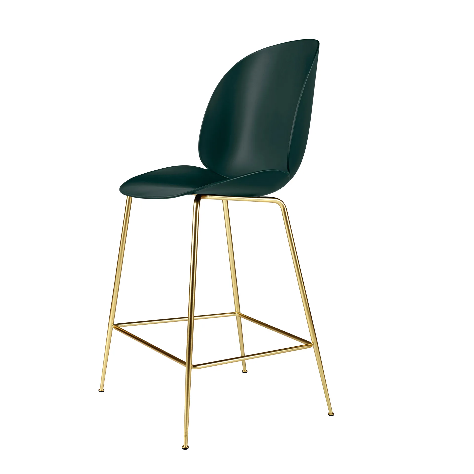 Beetle Barchair plastic with brass legs, Green GUBI