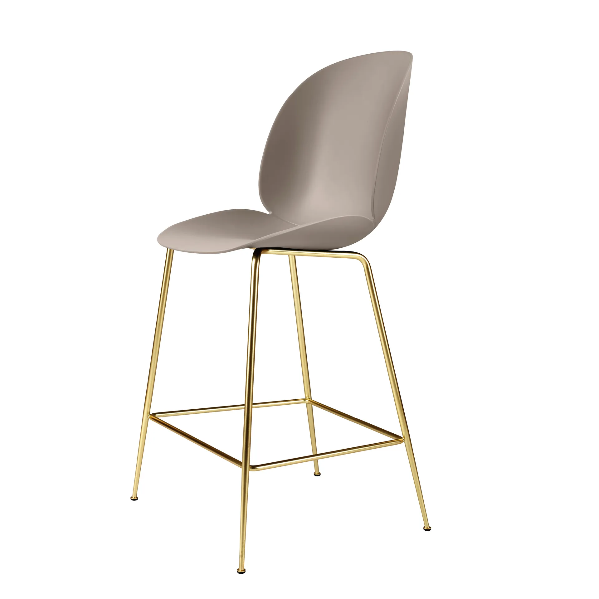 Beetle Barchair plastic with brass legs, New beige GUBI
