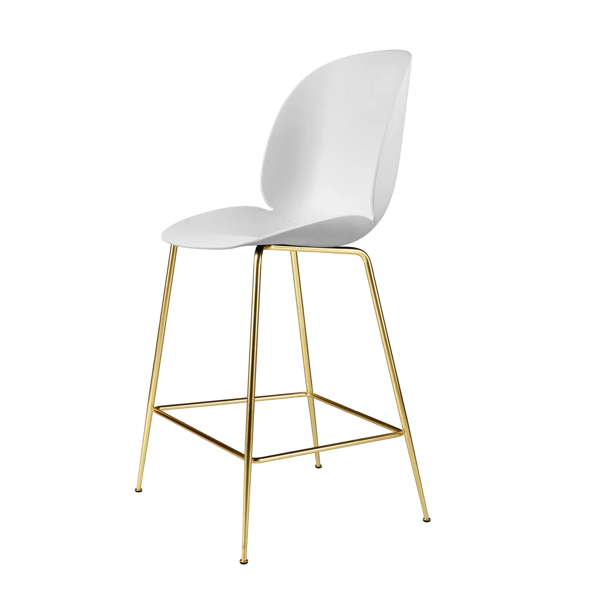 Beetle Barchair plastic with brass legs, White GUBI