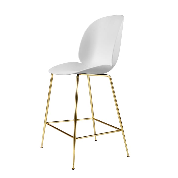 Beetle Barchair plastic with brass legs - White - Gubi