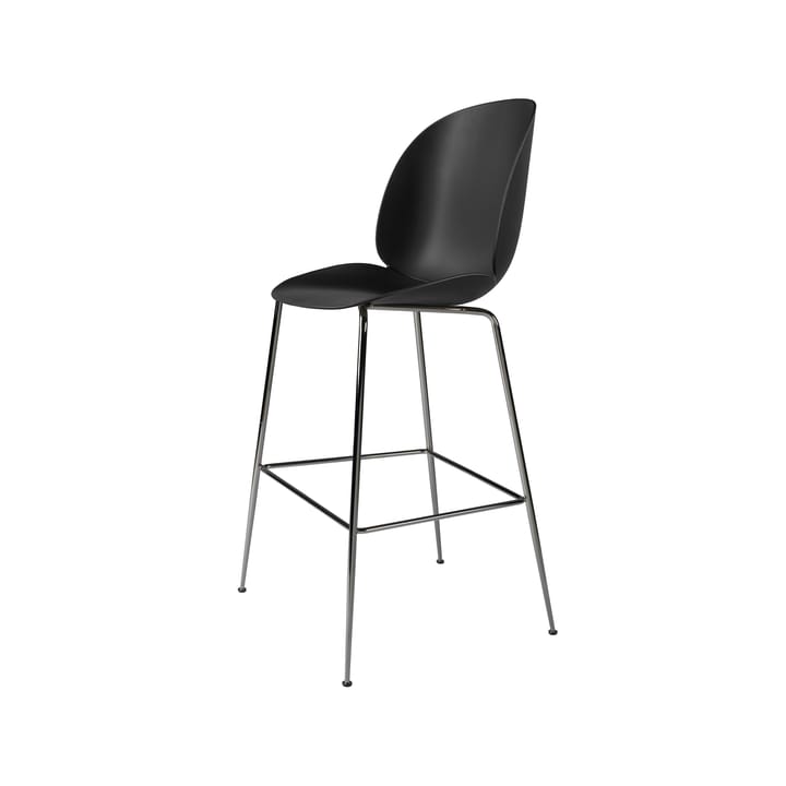 Beetle Barstool high - Black, black chrome steel legs - GUBI