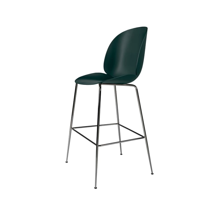 Beetle Barstool high - Dark green, black chrome steel legs - GUBI