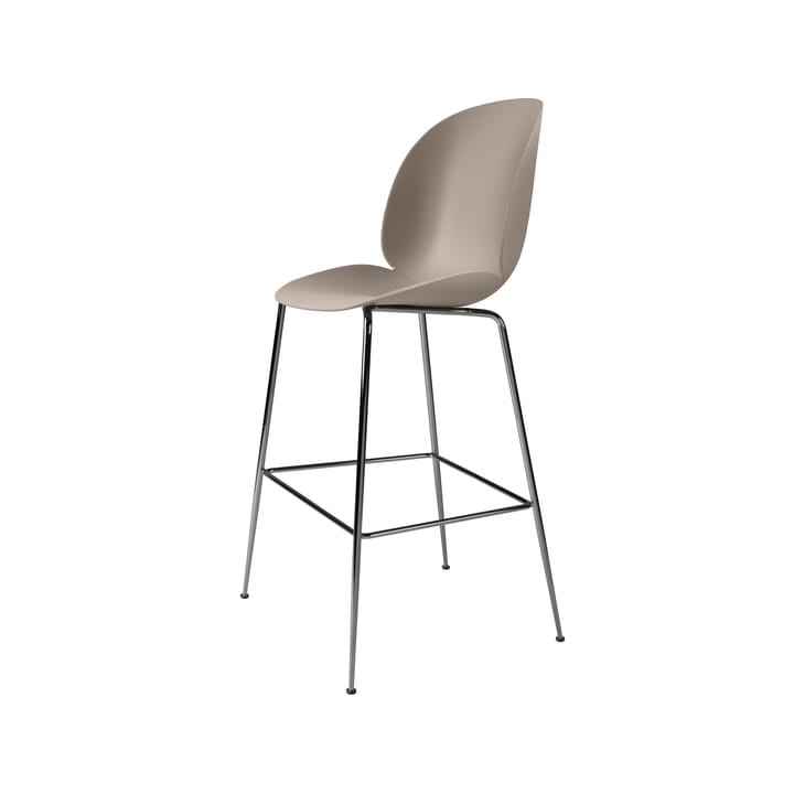 Beetle Barstool high - New beige, black chrome steel legs - GUBI