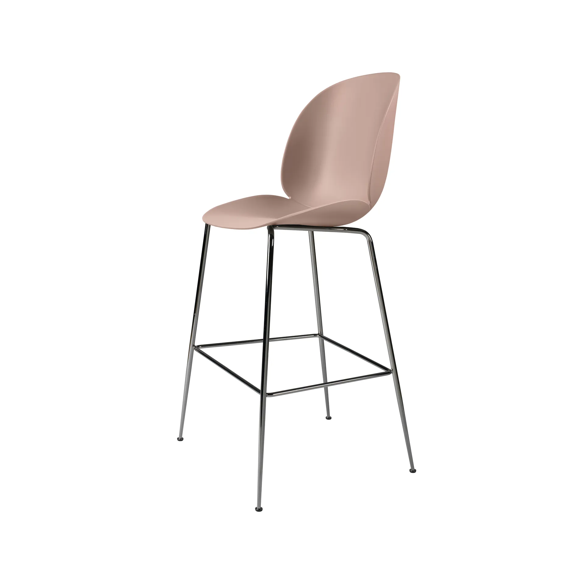 Beetle Barstool high, Sweet pink, black chrome steel legs GUBI