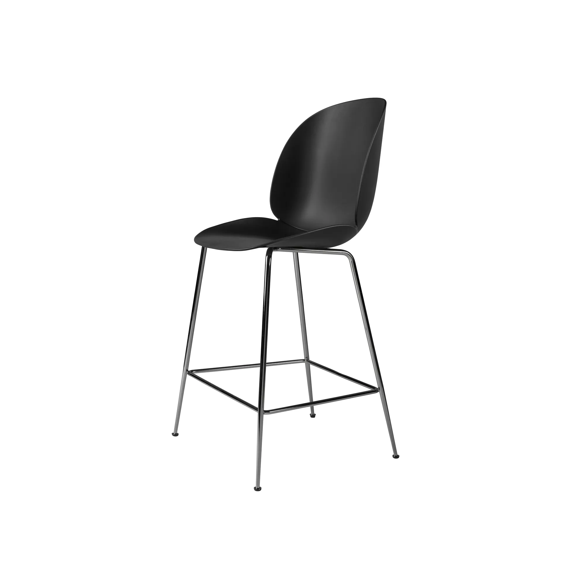 Beetle barstool low, Black, black chromed steel legs GUBI