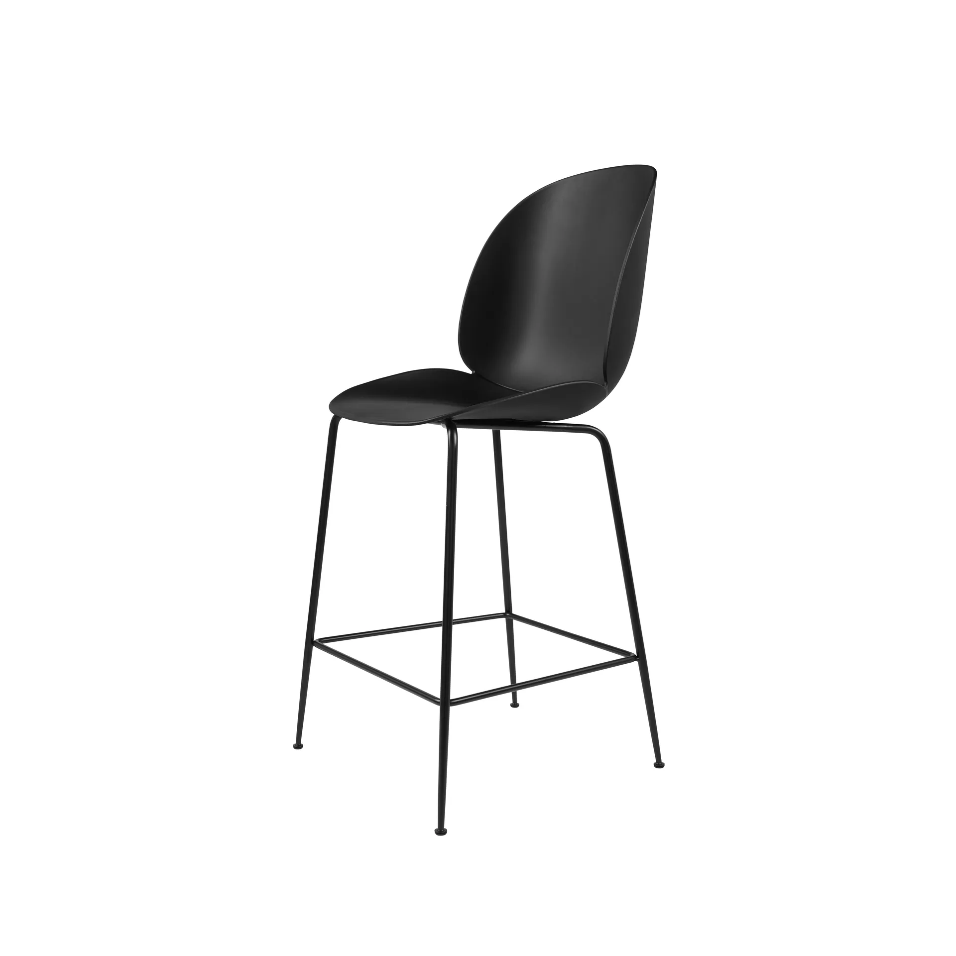 Beetle barstool low, Black, black steel legs GUBI