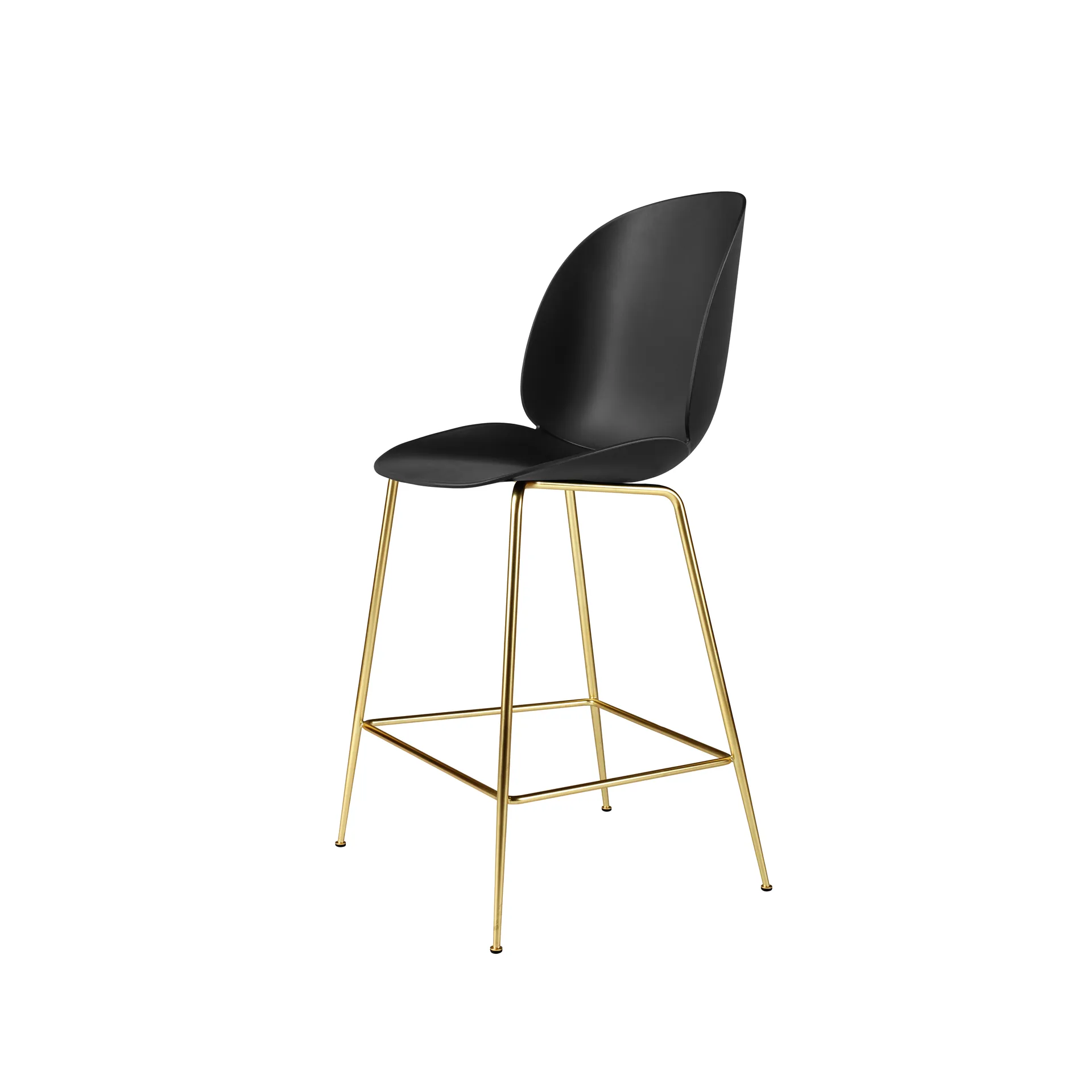 Beetle barstool low, Black, brass legs GUBI