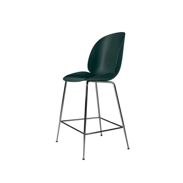 Beetle barstool low - Dark green, black chromed steel legs - GUBI