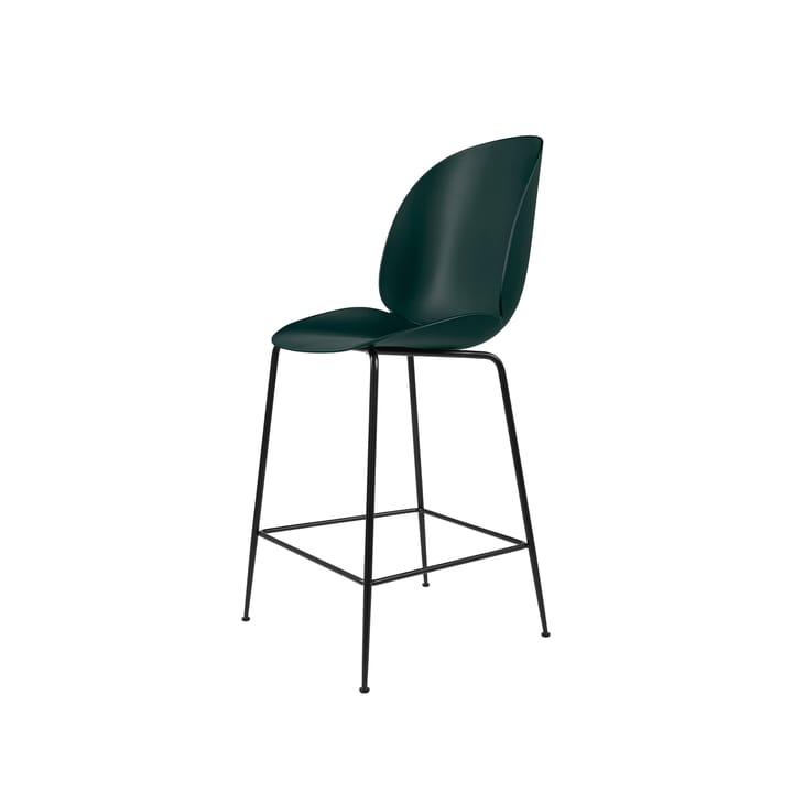 Beetle barstool low - Dark green, black steel legs - GUBI