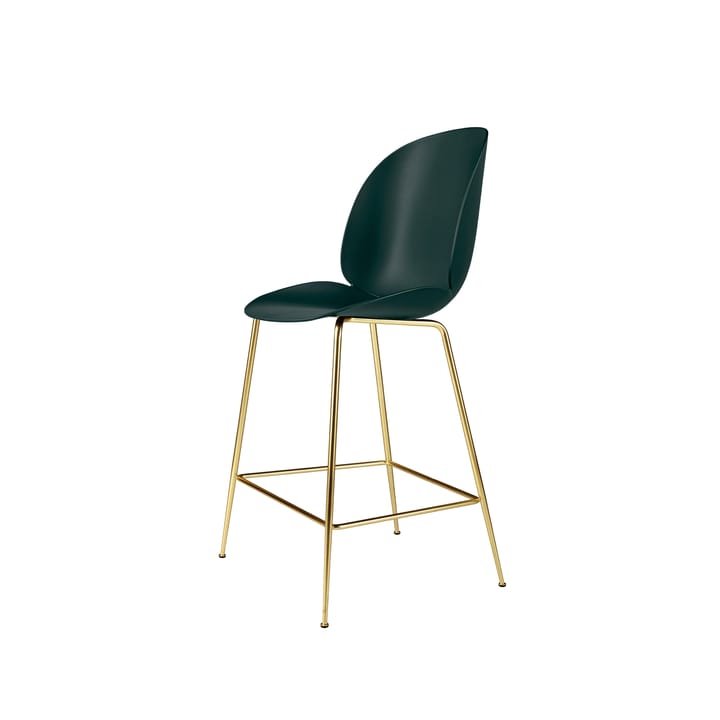 Beetle barstool low - Dark green, brass legs - GUBI