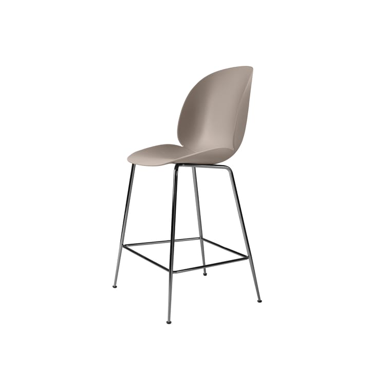 Beetle barstool low - New beige, black chromed steel legs - GUBI