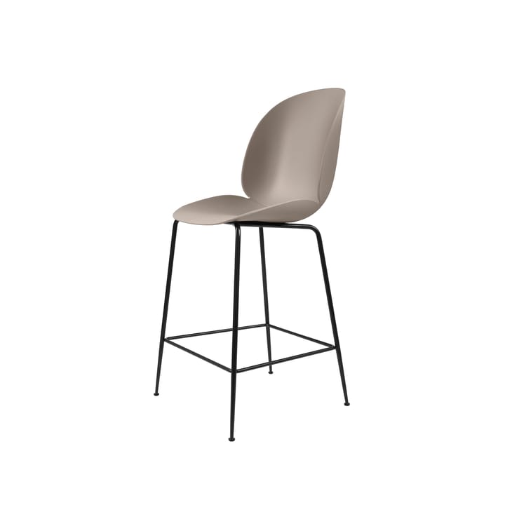 Beetle barstool low - New beige, black steel legs - GUBI