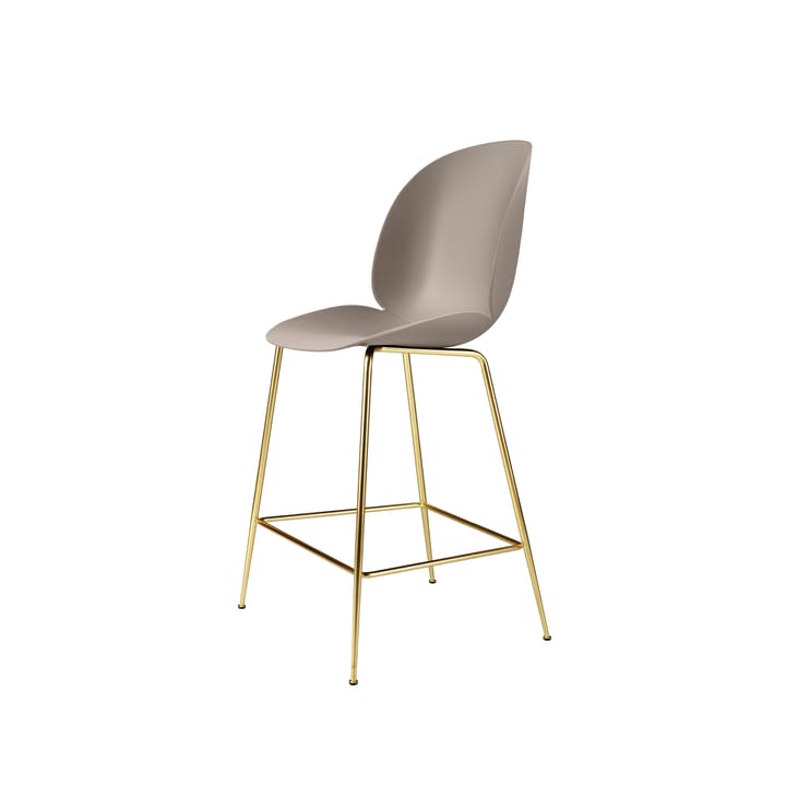 Beetle barstool low - New beige, brass legs - GUBI