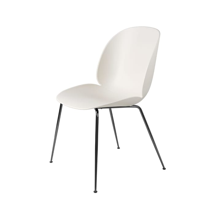 Beetle chair - Alabaster white, black chromed steel legs - GUBI