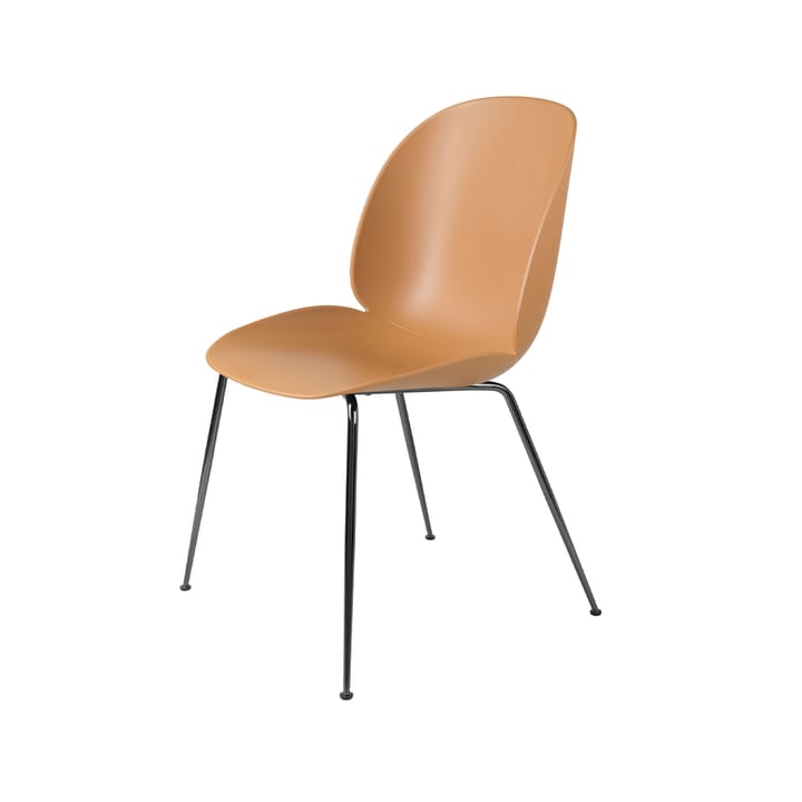 Beetle chair - Amber brown, black chromed steel legs - GUBI