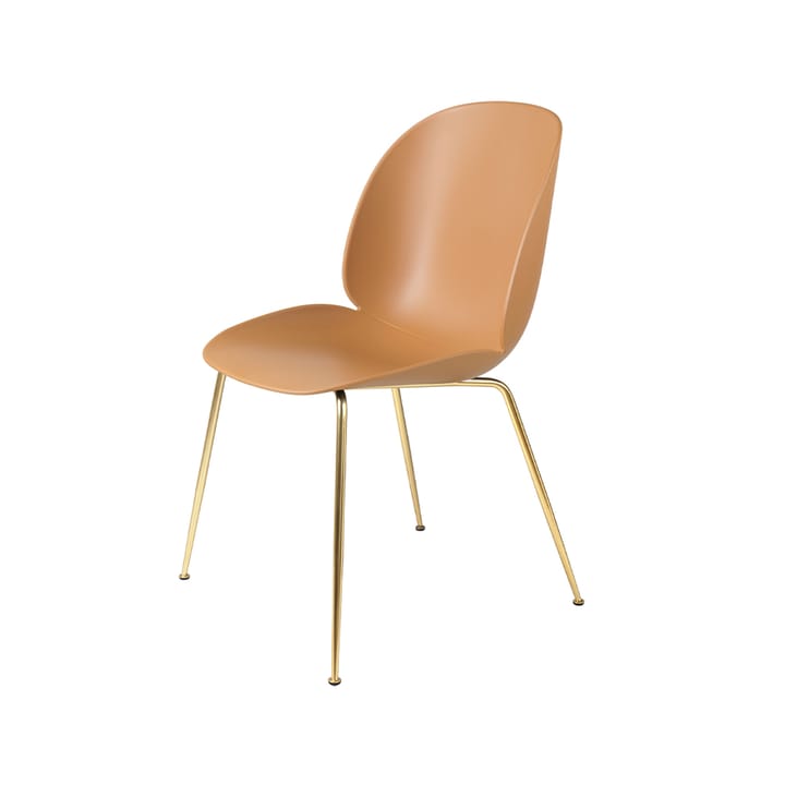 Beetle chair - Amber brown, brass legs - GUBI