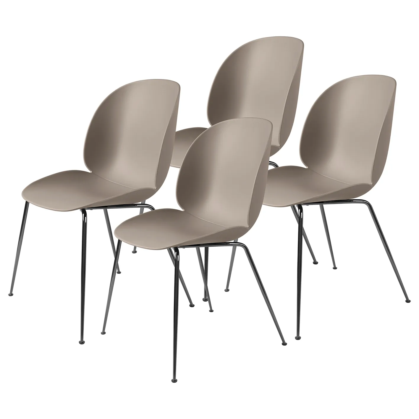 Beetle chair black-chromed legs 4-pack, new beige GUBI