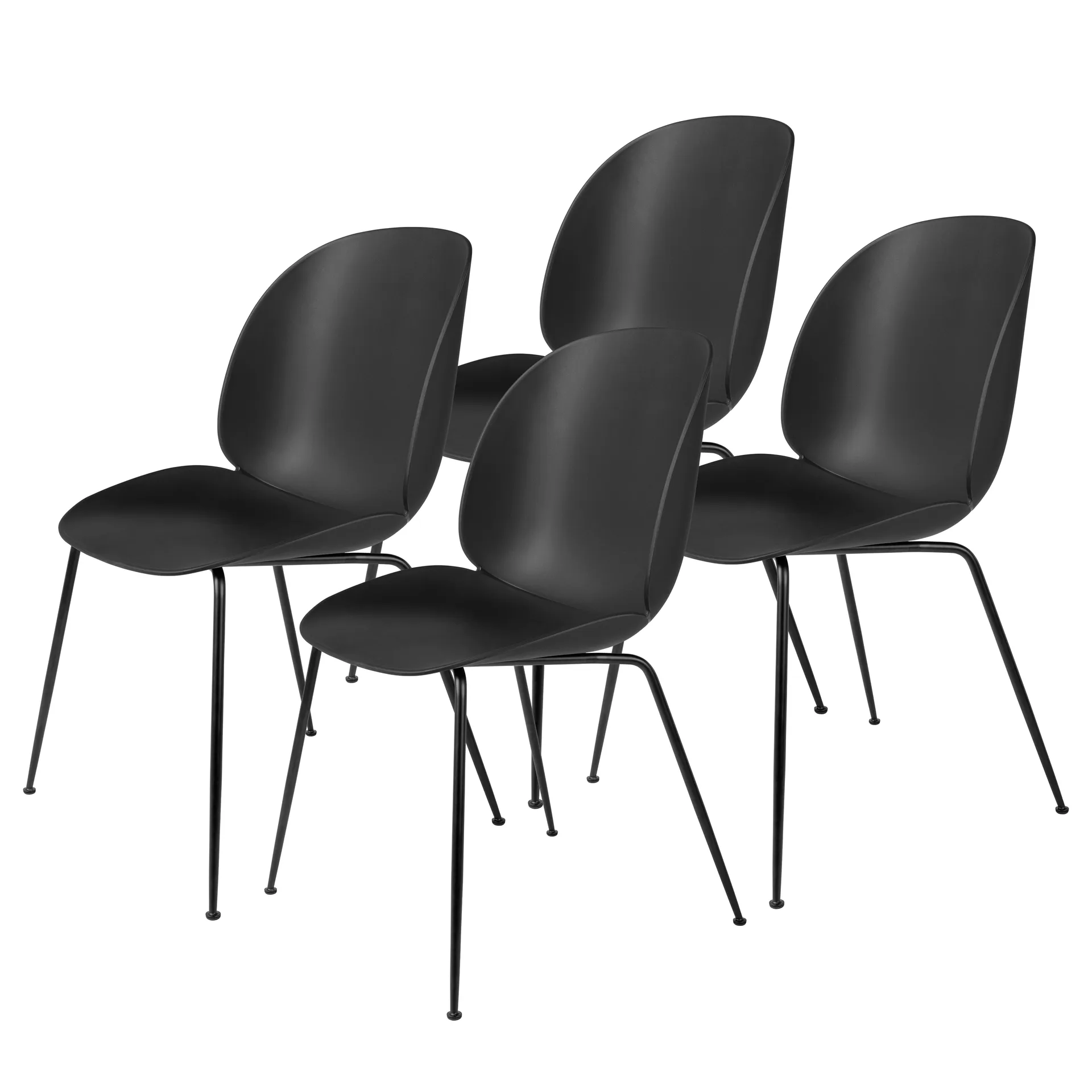 Beetle chair black legs 4-pack, black GUBI