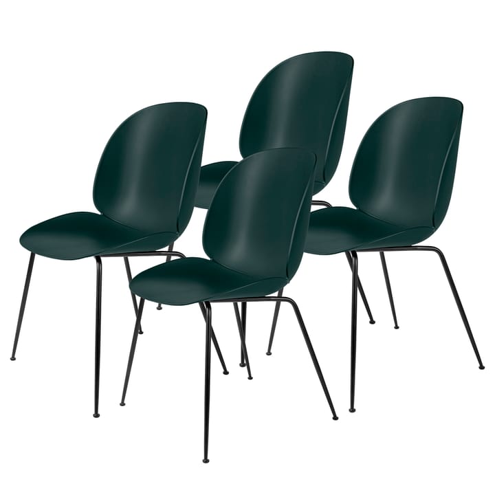 Beetle chair black legs 4-pack - dark green - GUBI