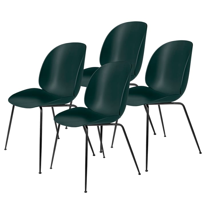 Beetle chair black legs 4-pack - dark green - Gubi