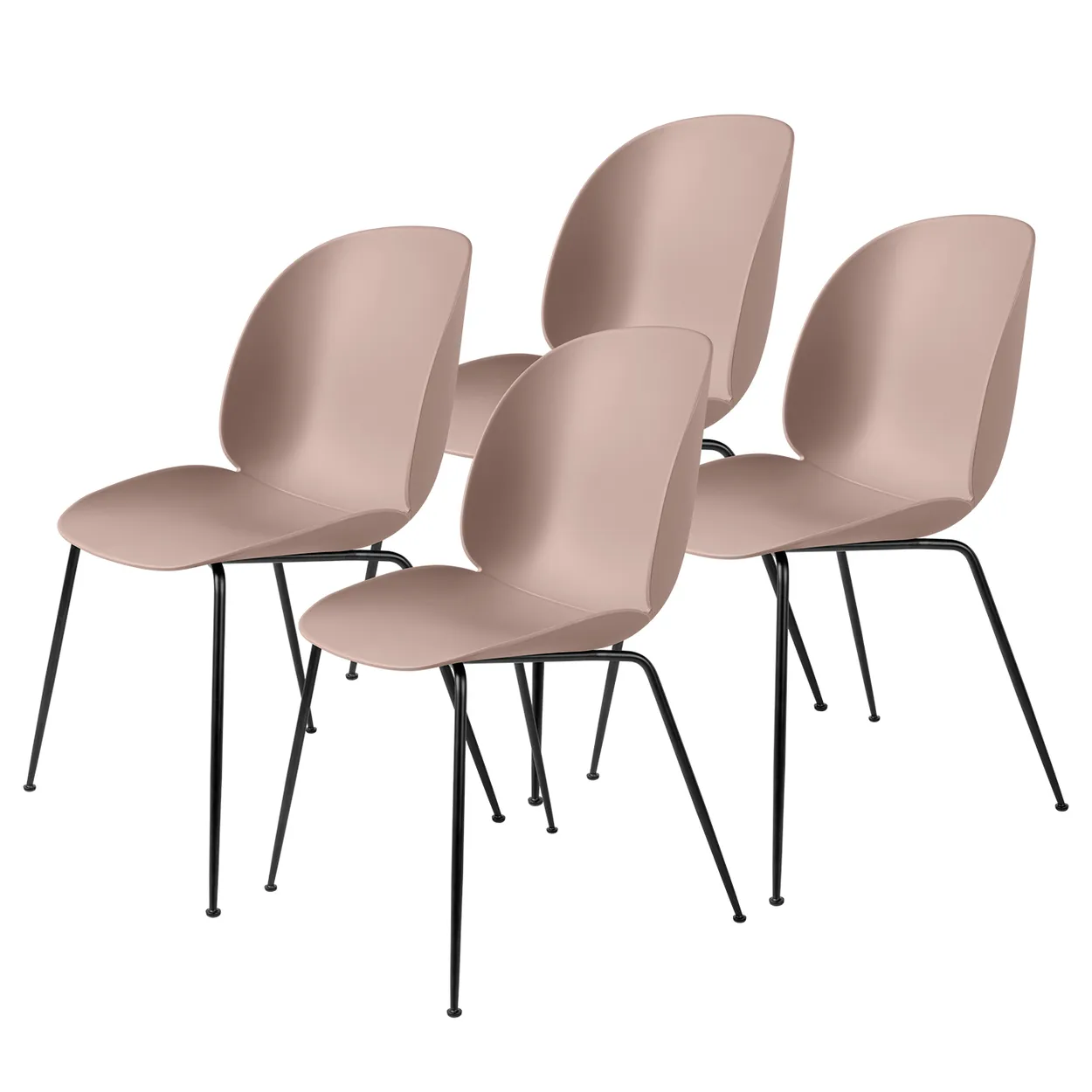 GUBI Beetle chair black legs 4-pack sweet pink | Scandinavian Design | Chairs | Pink