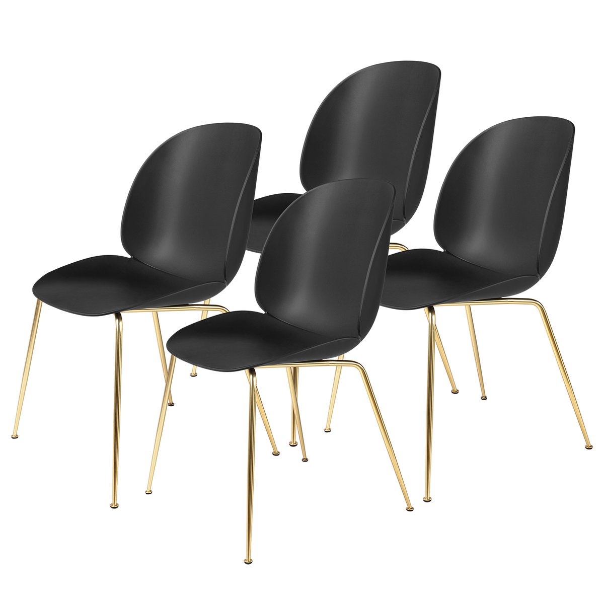 GUBI Beetle chair brass legs 4-pack black | Scandinavian Design | Chairs | Black