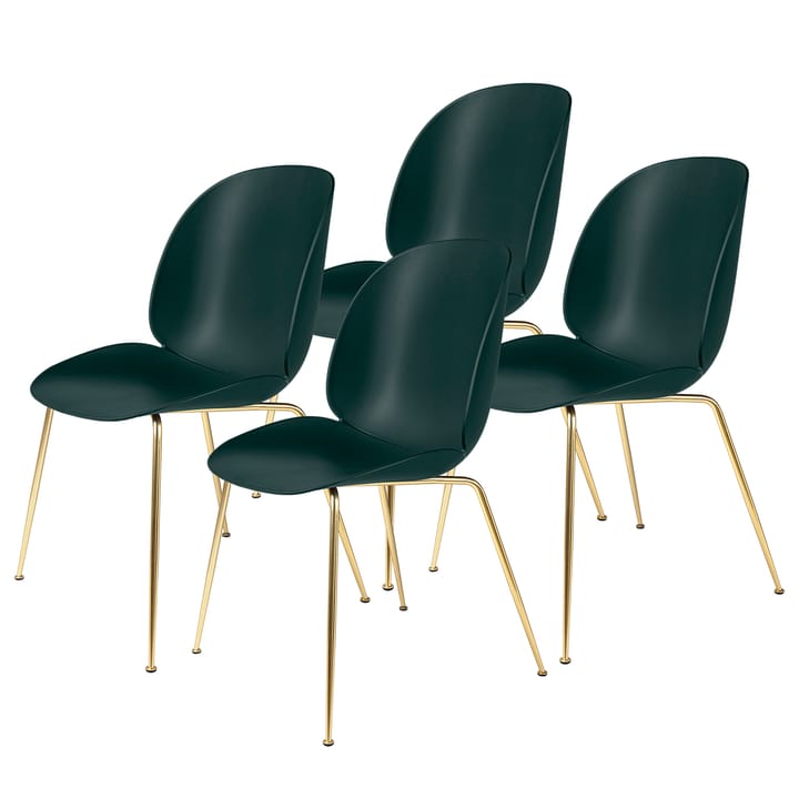 Beetle chair brass legs 4-pack - dark green - Gubi