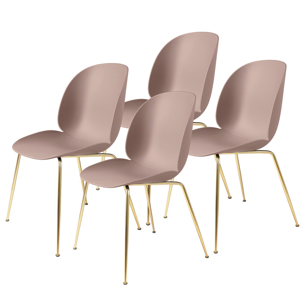 GUBI Beetle chair brass legs 4-pack sweet pink | Scandinavian Design | Chairs | Pink