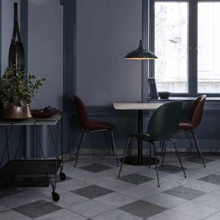 Beetle chair, Dark green, brass legs GUBI