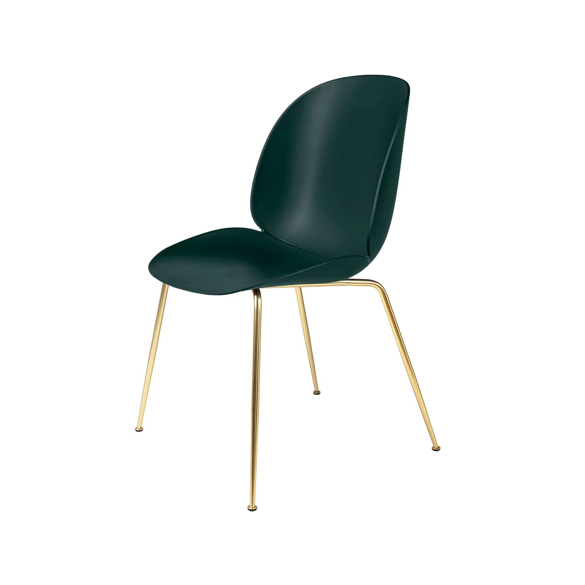 Beetle chair, Dark green, brass legs GUBI