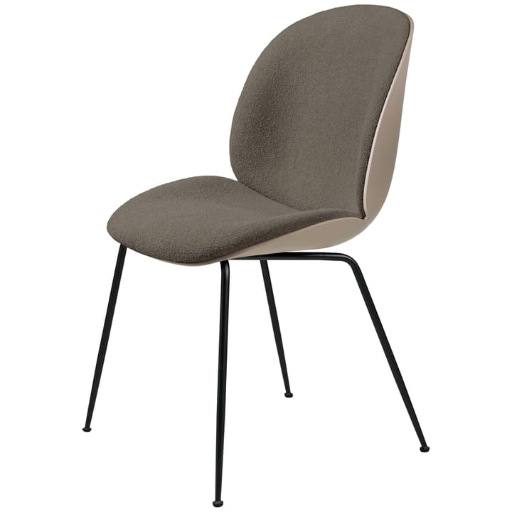 Beetle chair upholstered front/ black legs - New Beige-Light Bouclé 004 - Gubi