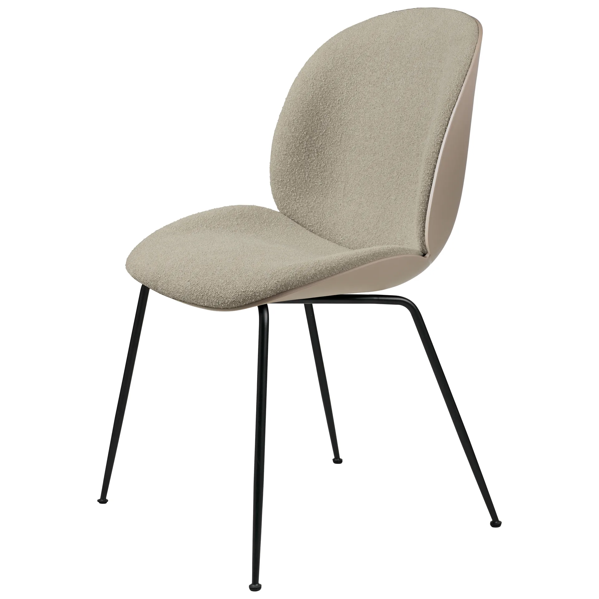 Beetle chair upholstered front/ black legs, New Beige-Light Bouclé 008 GUBI